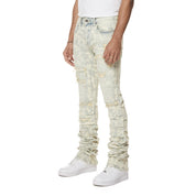 Smoke Rise Colored Lazy Stacked Lazy Stacked Flared Denim Jeans - Seafoam