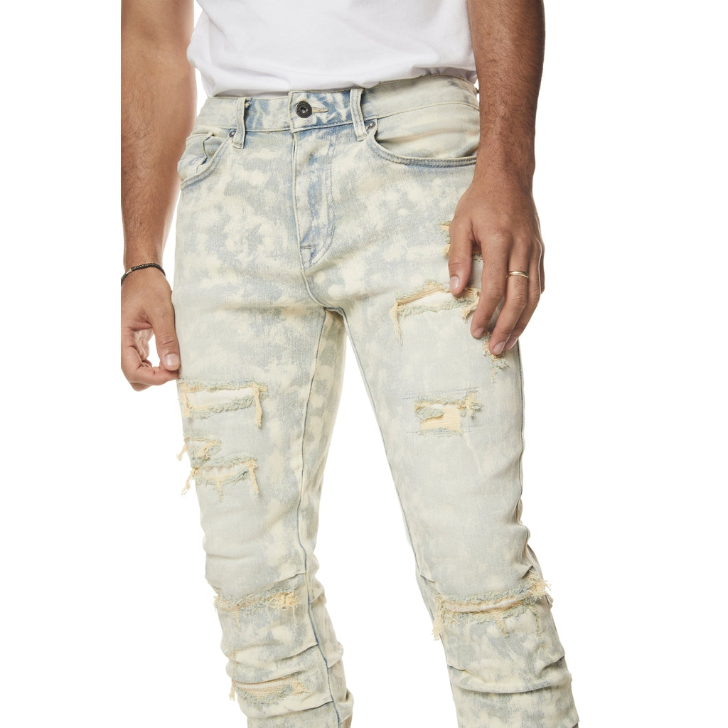 Smoke Rise Colored Lazy Stacked Lazy Stacked Flared Denim Jeans - Seafoam