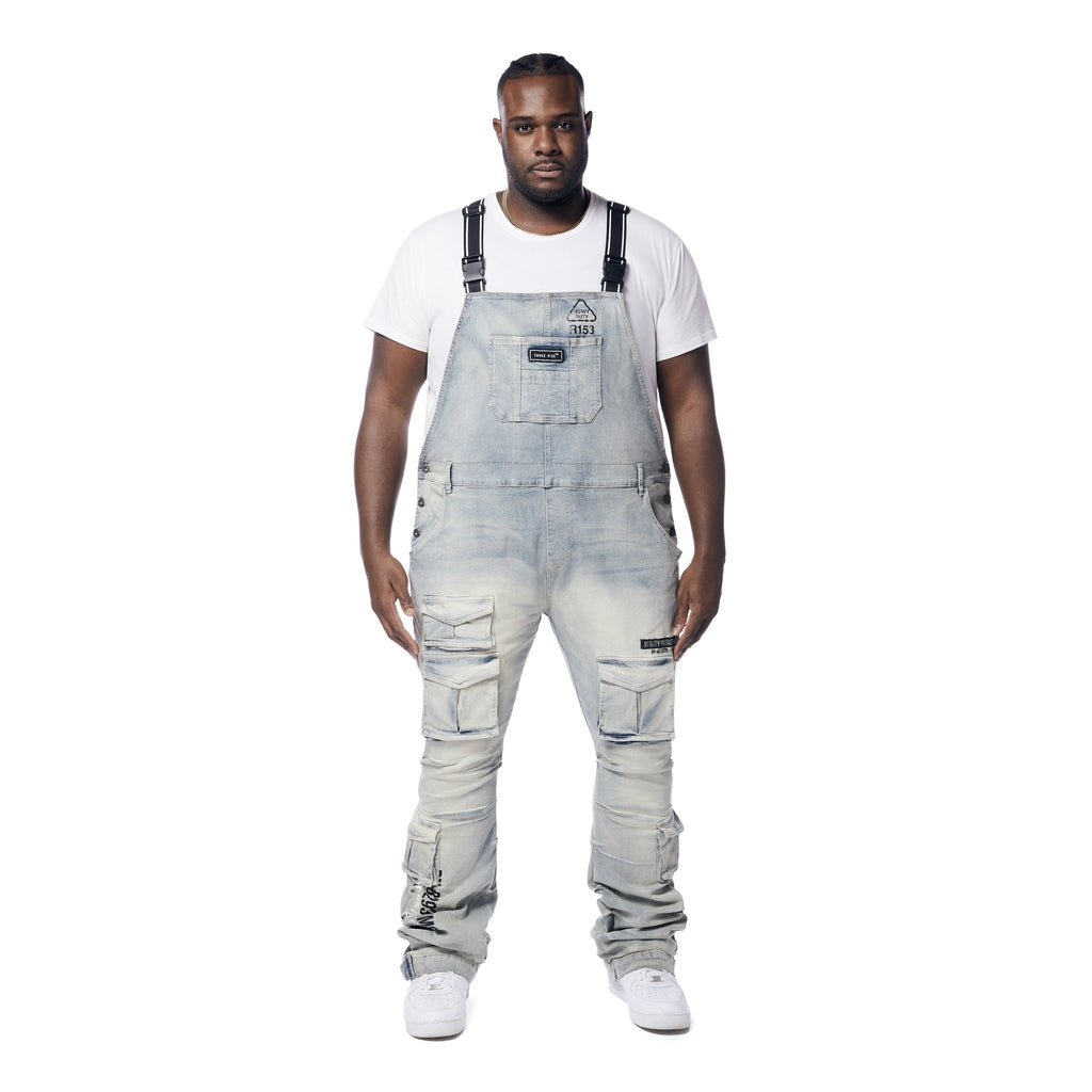 Smoke Rise Big and Tall Big and Tall - Utility Heavy Washed Denim Overalls - Industrial Blue