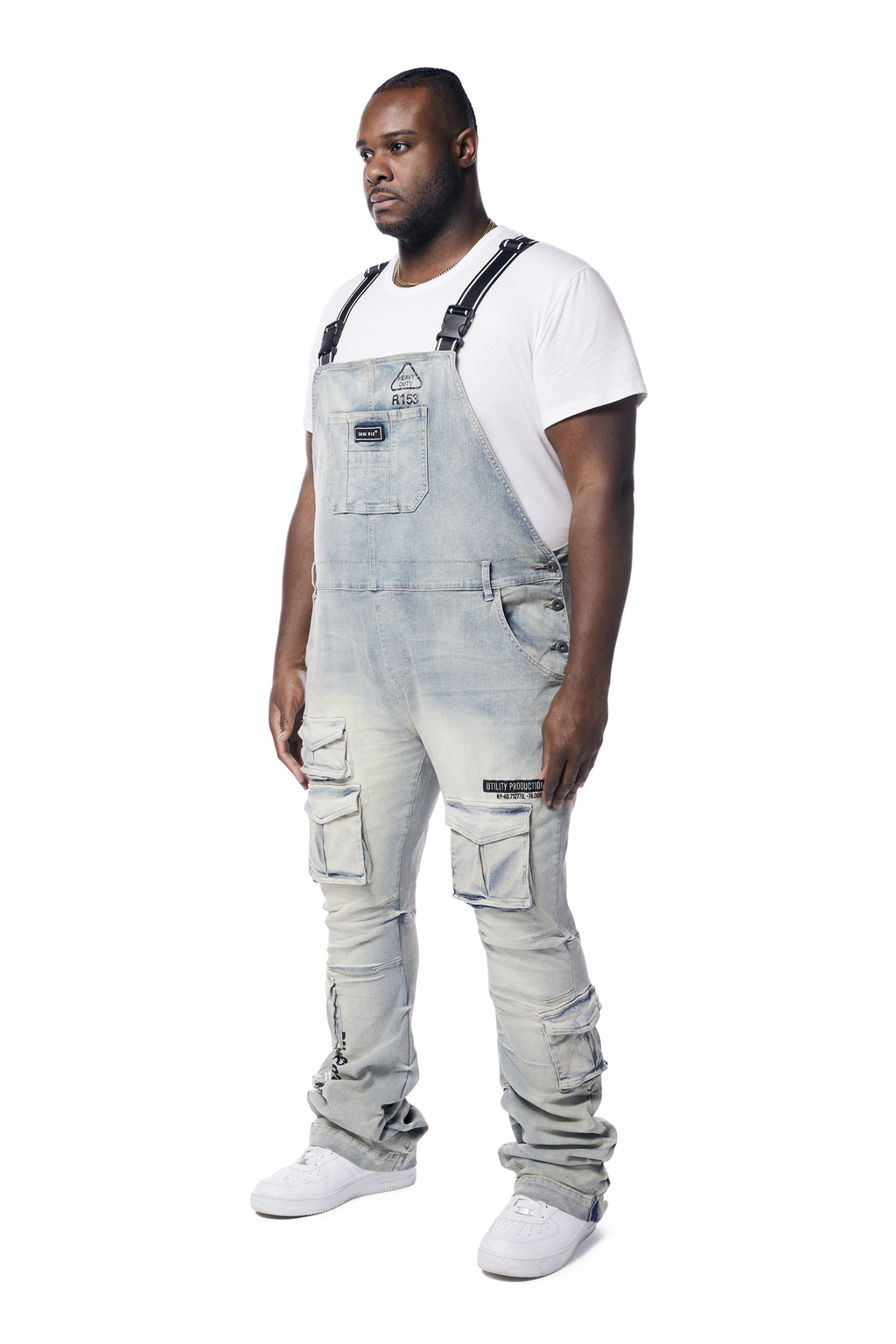 Smoke Rise Big and Tall Big and Tall - Utility Heavy Washed Denim Overalls - Industrial Blue