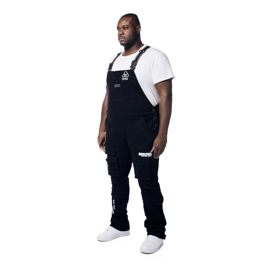 Smoke Rise Big and Tall Big and Tall - Utility Heavy Washed Denim Overalls - Jet Black