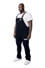 Big and Tall - Utility Heavy Washed Denim Overalls - Jet Black
