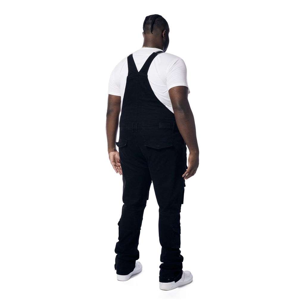 Smoke Rise Big and Tall Big and Tall - Utility Heavy Washed Denim Overalls - Jet Black