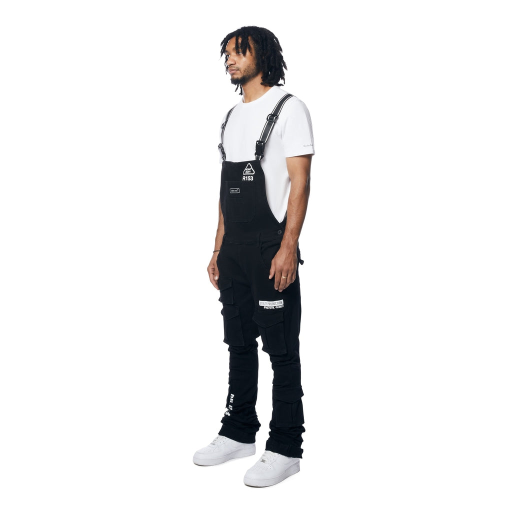 Smoke Rise Utility Heavy Washed Denim Overalls - Jet Black