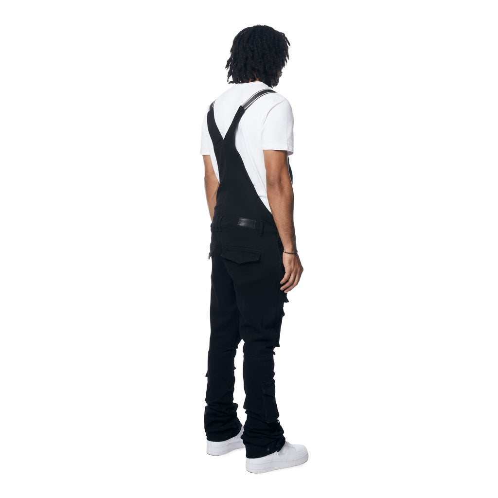 Smoke Rise Utility Heavy Washed Denim Overalls - Jet Black