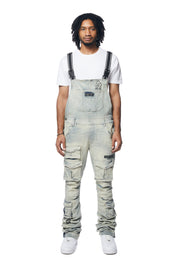 Utility Heavy Washed Denim Overalls - Industrial Blue