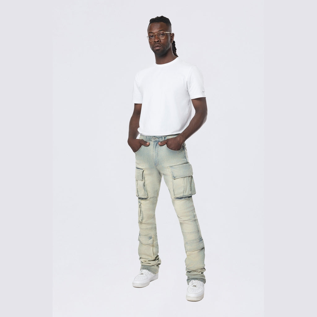 パンツ SmokeRise Stacked Utility Denim Overalls Big and Tall - Utility Heavy Washed Denim Overalls - Jet