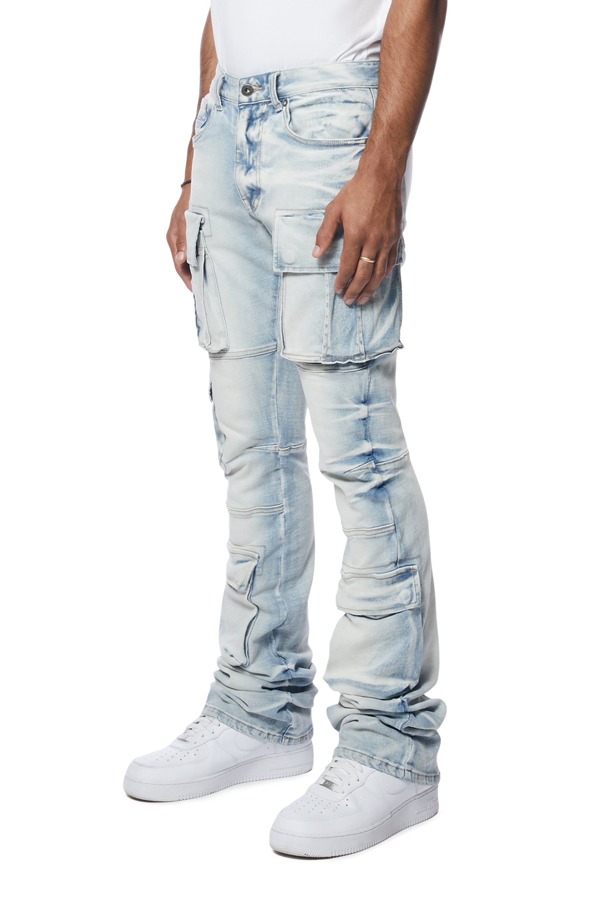 Men's Stylish Multi Pockets Denim Cargo Jeans - Evilato