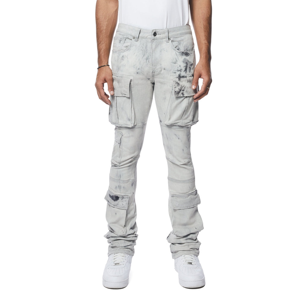 Smoke Rise Utility Multi Pocket Stacked Denim Jeans - Sunset Grey