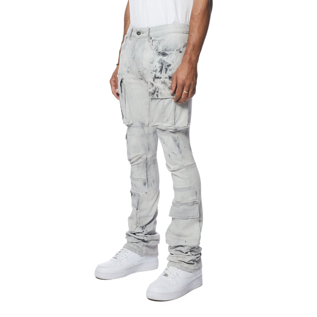 Smoke Rise Utility Multi Pocket Stacked Denim Jeans - Sunset Grey