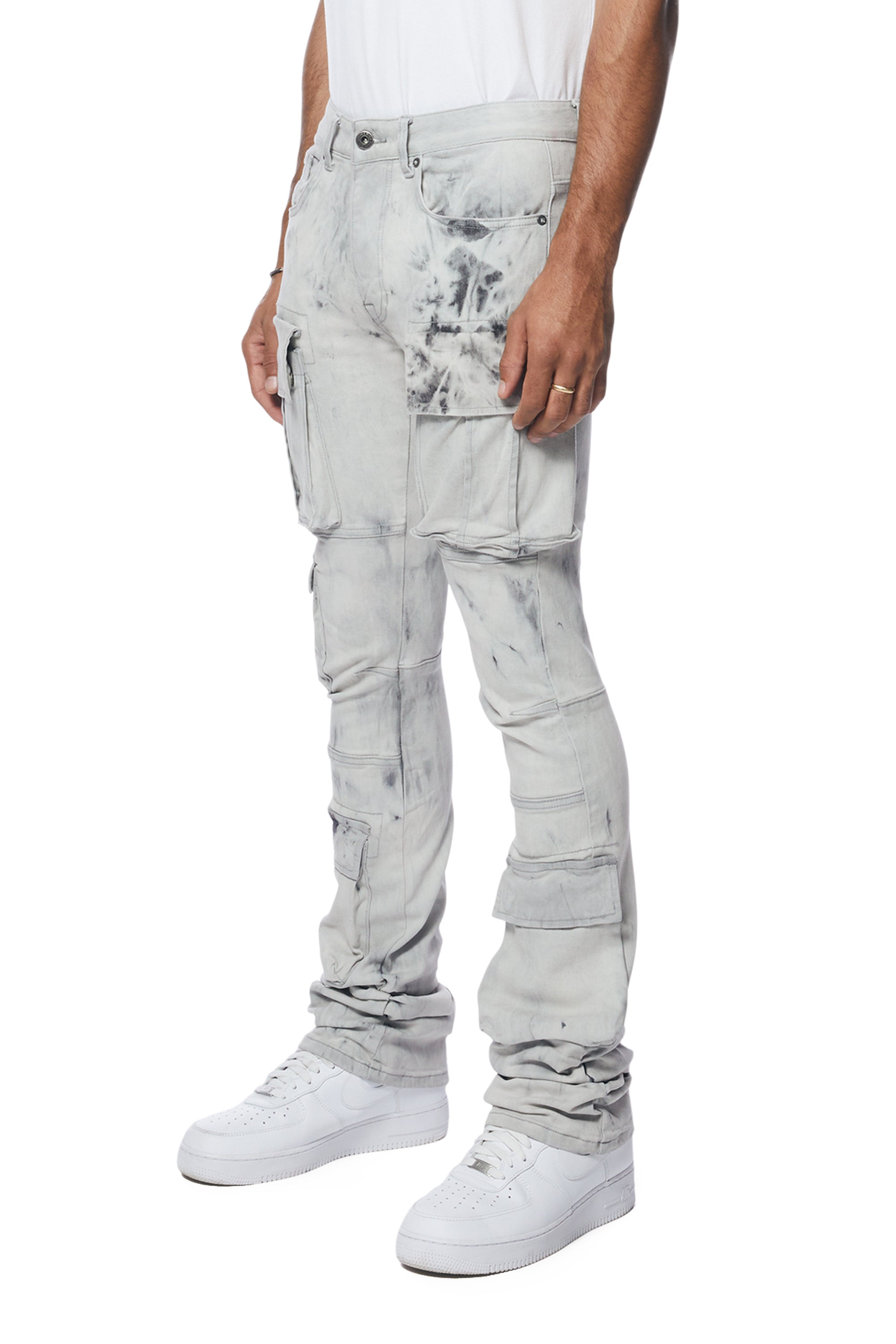Stacked Utility Multi Pocket Jeans - Sunset Grey