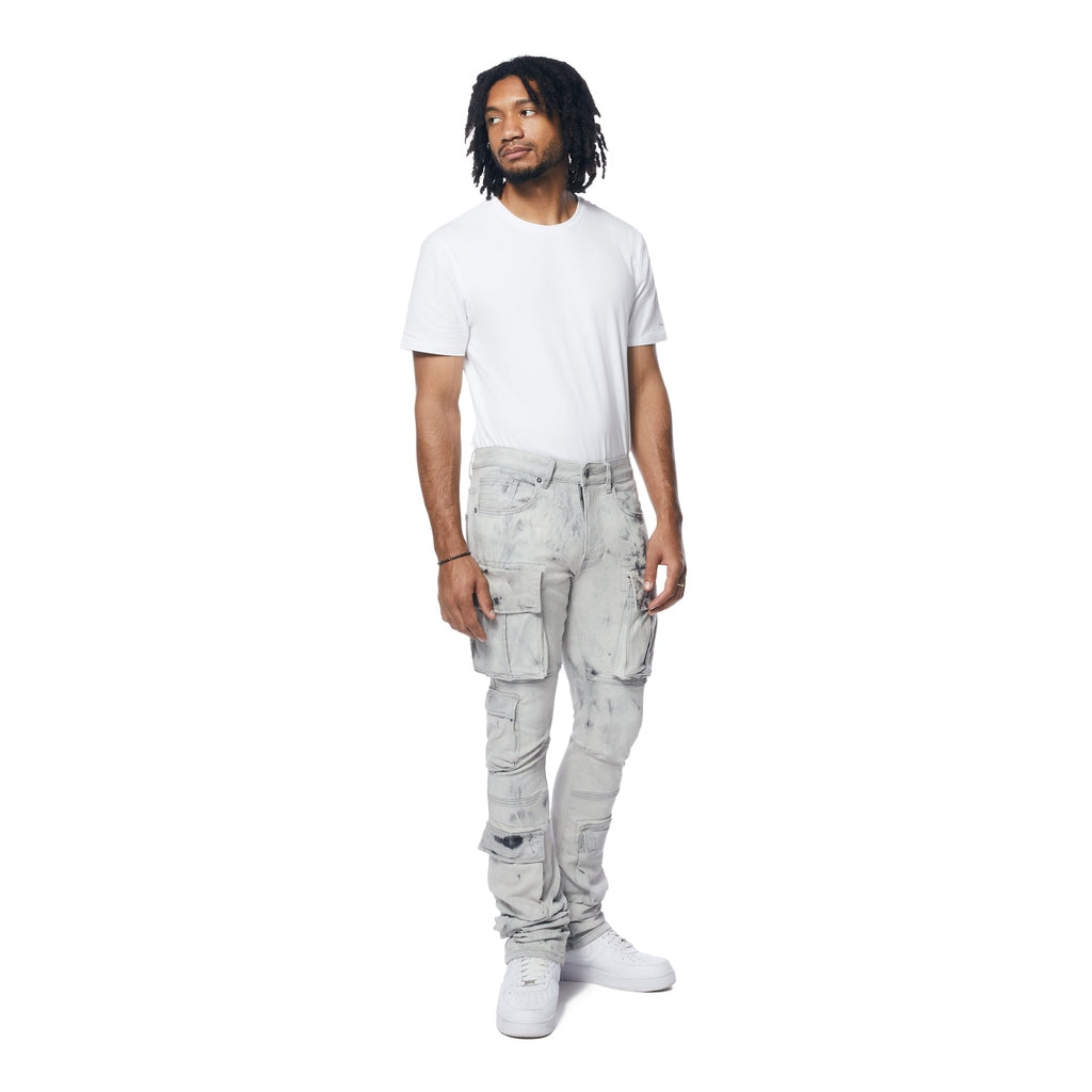 Smoke Rise Utility Multi Pocket Stacked Denim Jeans - Sunset Grey