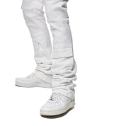 Smoke Rise Utility Multi Pocket Stacked Denim Jeans - White