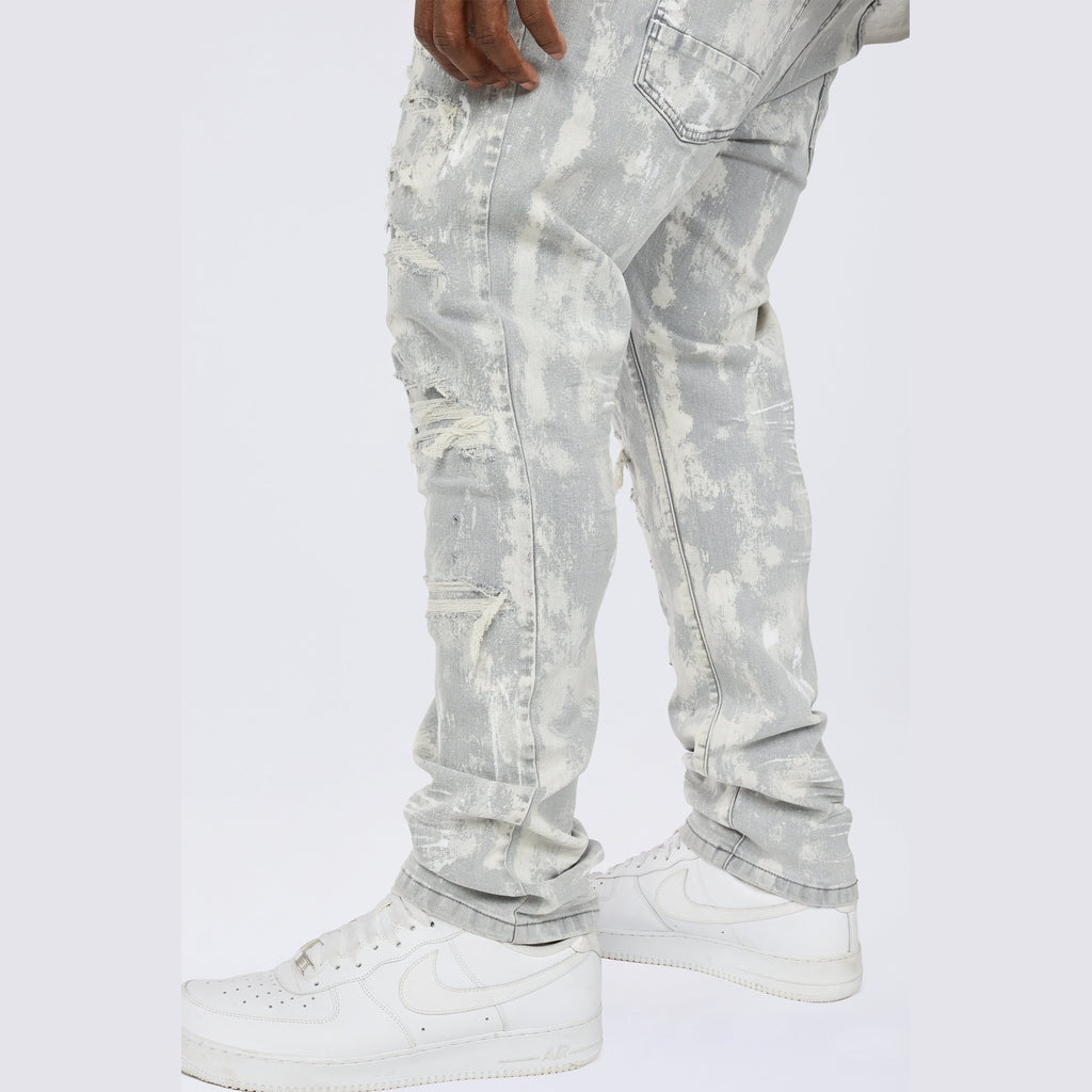 Smoke Rise Big and Tall Big and Tall - Wash Heavy Rip & Repair Jeans - Confetti Grey