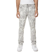 Smoke Rise Wash Heavy Rip & Repair Slim Denim Jeans - Confetti Grey