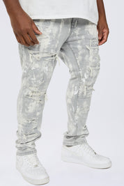 Big and Tall - Wash Heavy Rip & Repair Jeans - Confetti Grey