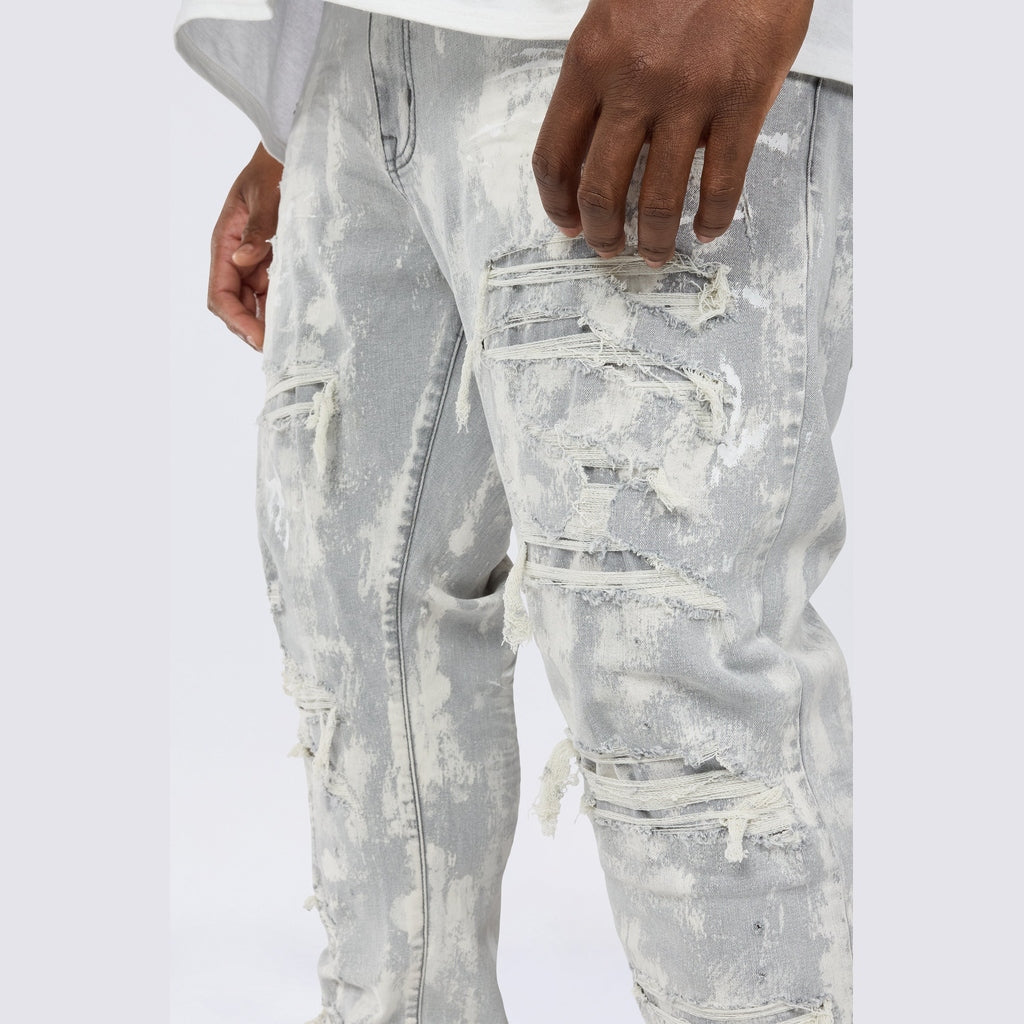 Smoke Rise Big and Tall Big and Tall - Wash Heavy Rip & Repair Jeans - Confetti Grey