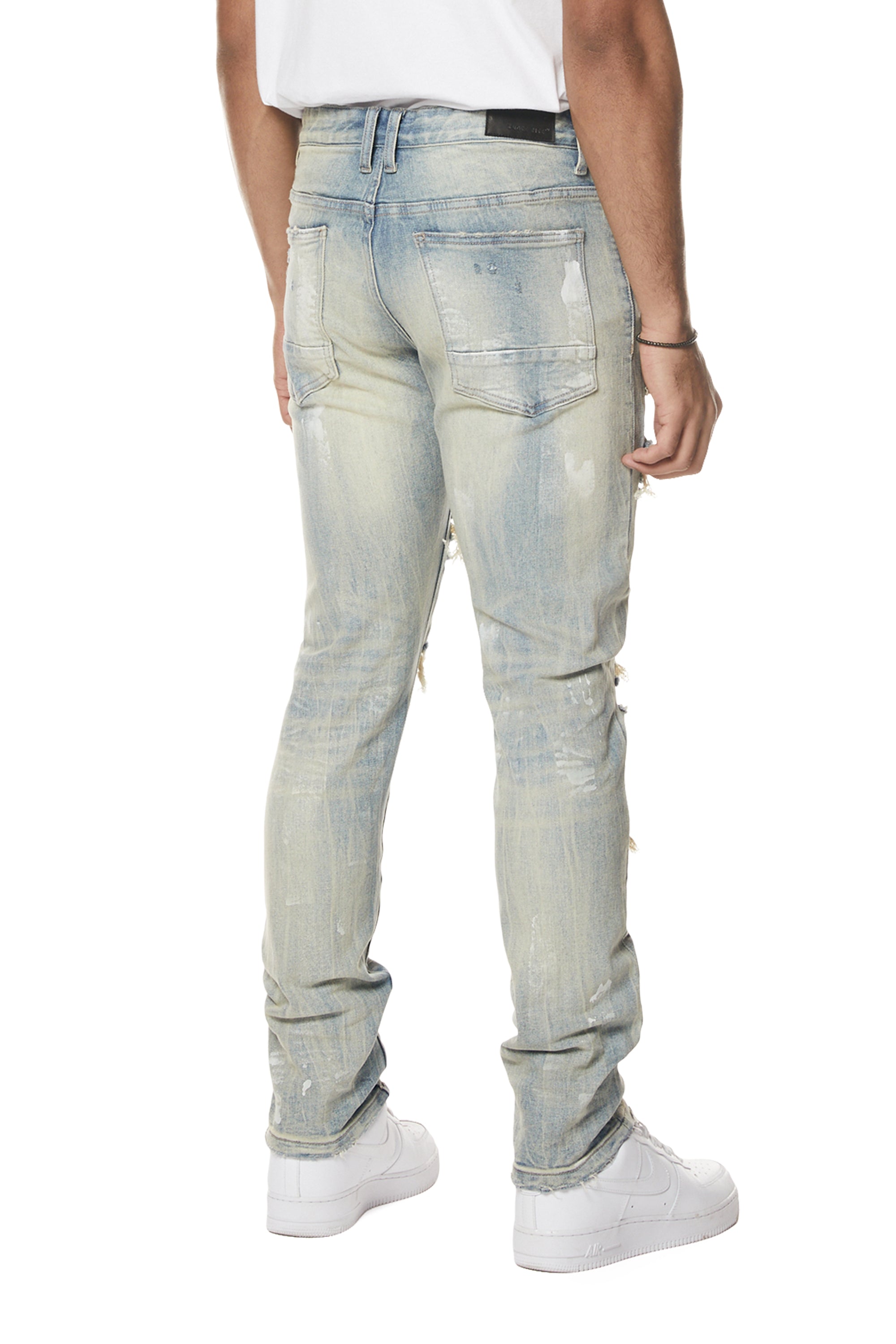 Wash Heavy Rip & Repair Slim Denim Jeans - Seville Blue