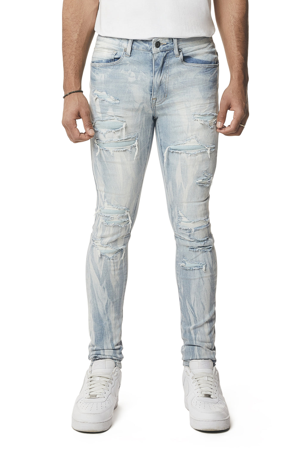 Smoke Rise Vertical Lightning Super Skinny Jeans - Montauk Blue