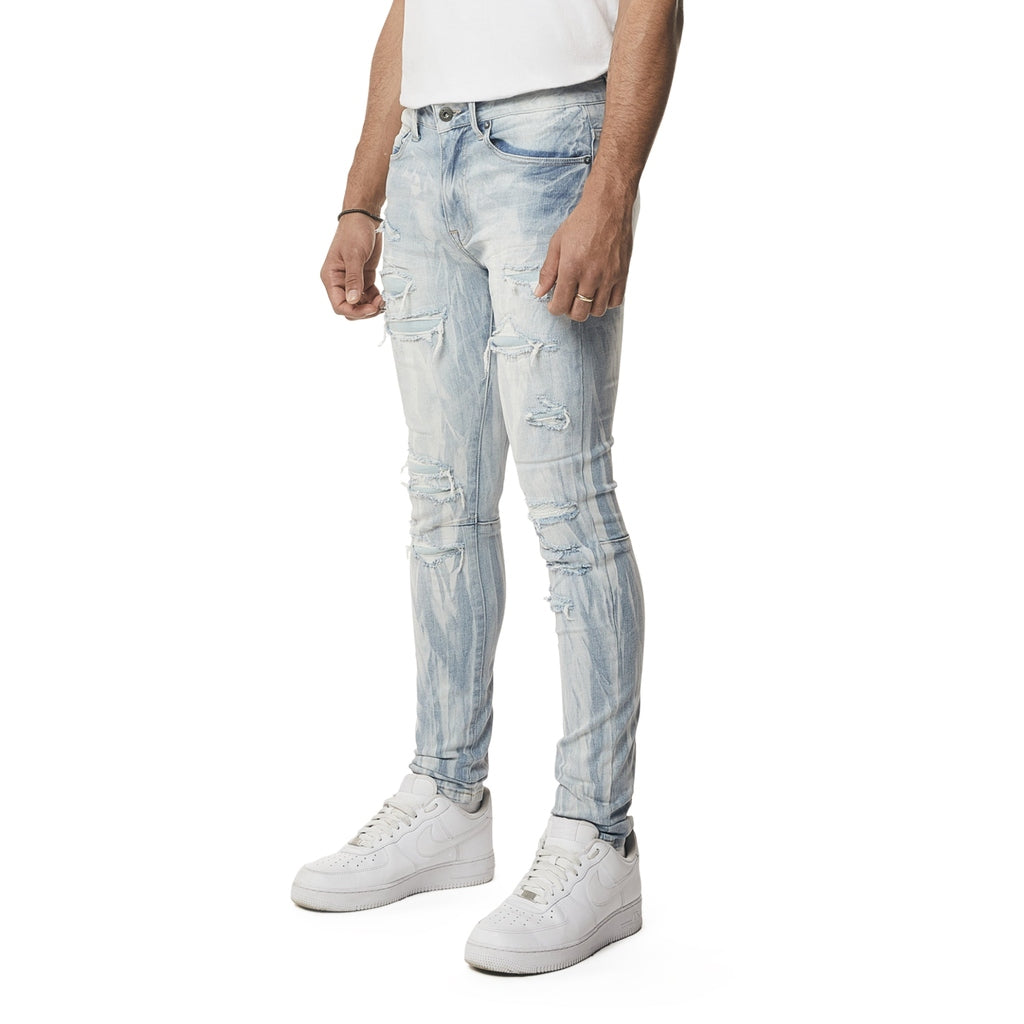 Smoke Rise Vertical Lightning Super Skinny Jeans - Montauk Blue