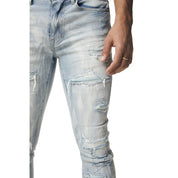 Smoke Rise Vertical Lightning Super Skinny Jeans - Montauk Blue