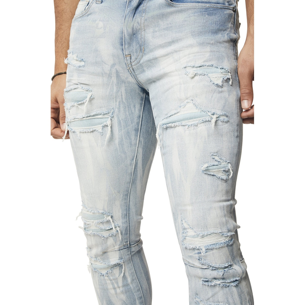 Smoke Rise Vertical Lightning Super Skinny Jeans - Montauk Blue