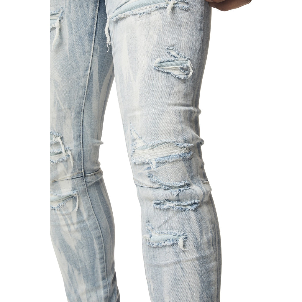 Smoke Rise Vertical Lightning Super Skinny Jeans - Montauk Blue