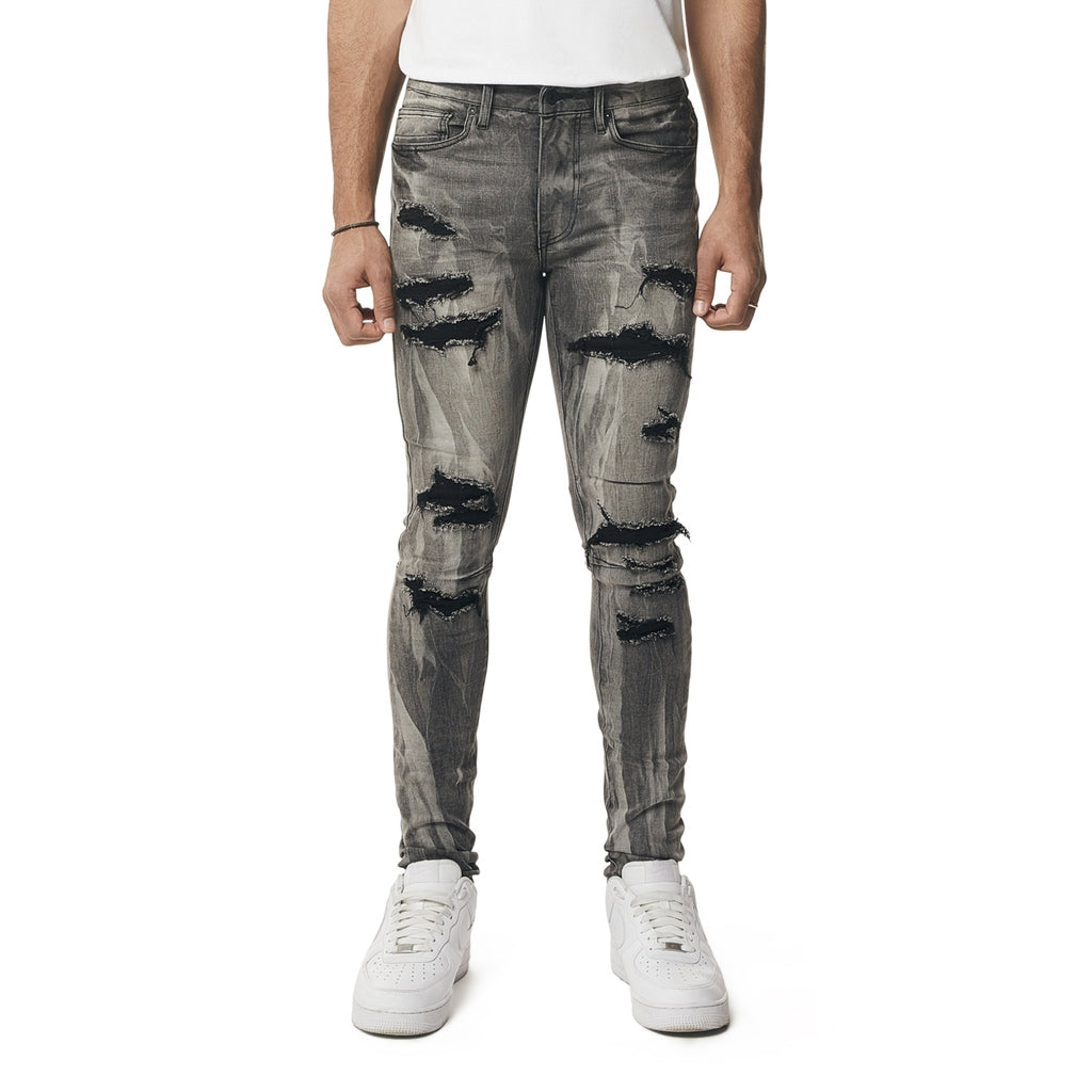 Smoke Rise Vertical Lightning Super Skinny Jeans - Pluto Grey