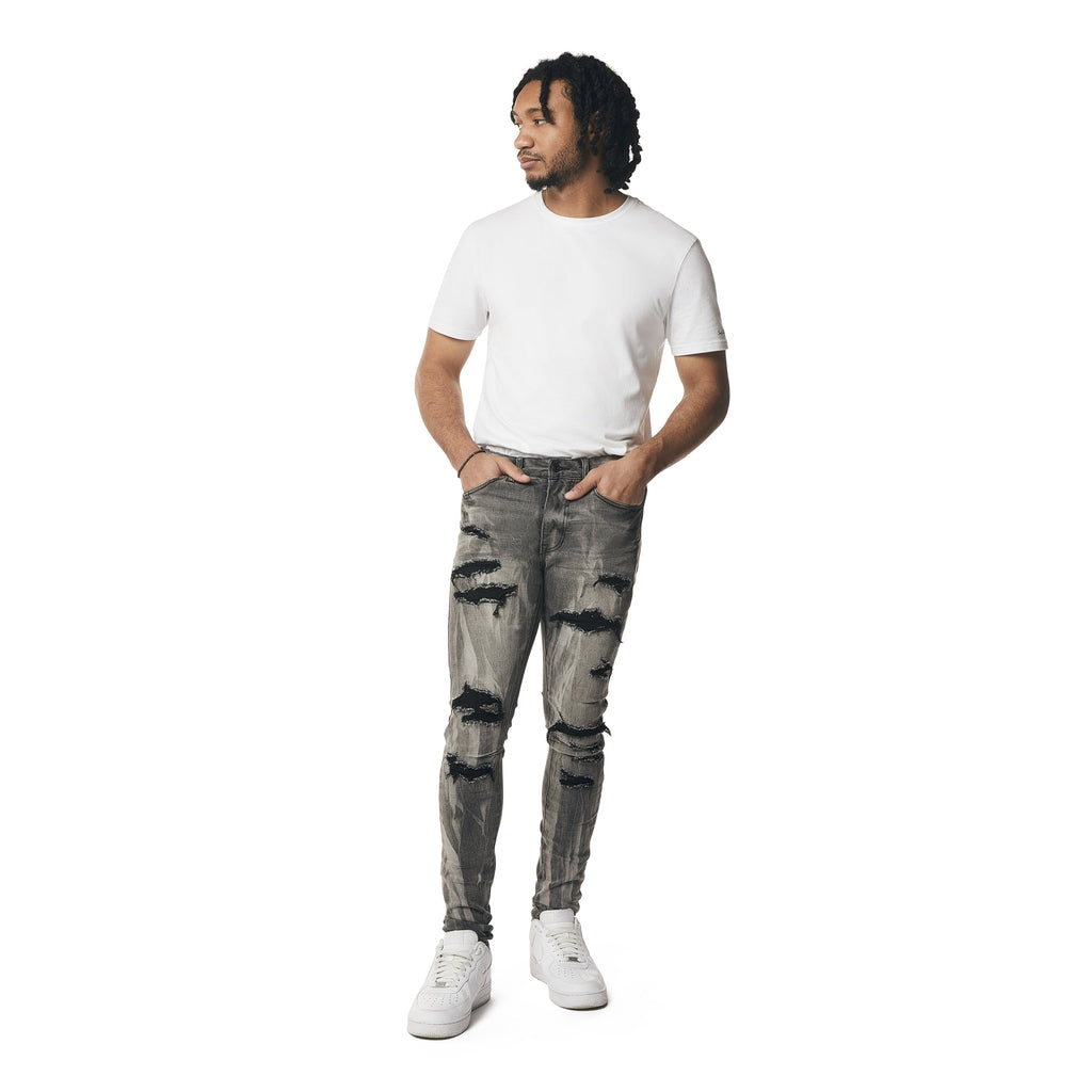 Smoke Rise Vertical Lightning Super Skinny Jeans - Pluto Grey