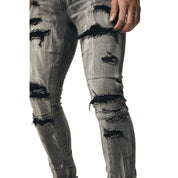 Smoke Rise Vertical Lightning Super Skinny Jeans - Pluto Grey