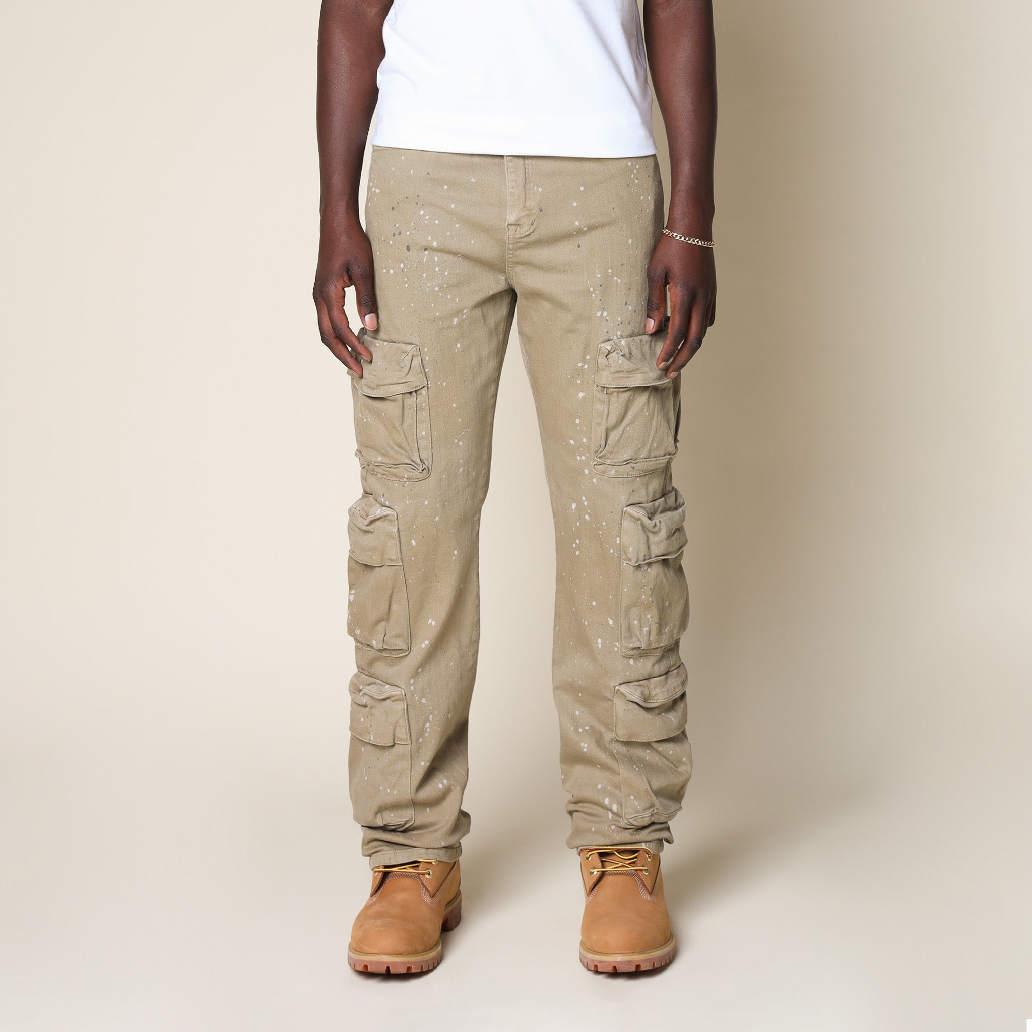 Retro Cargo Splattered Twill Pants - Cortado