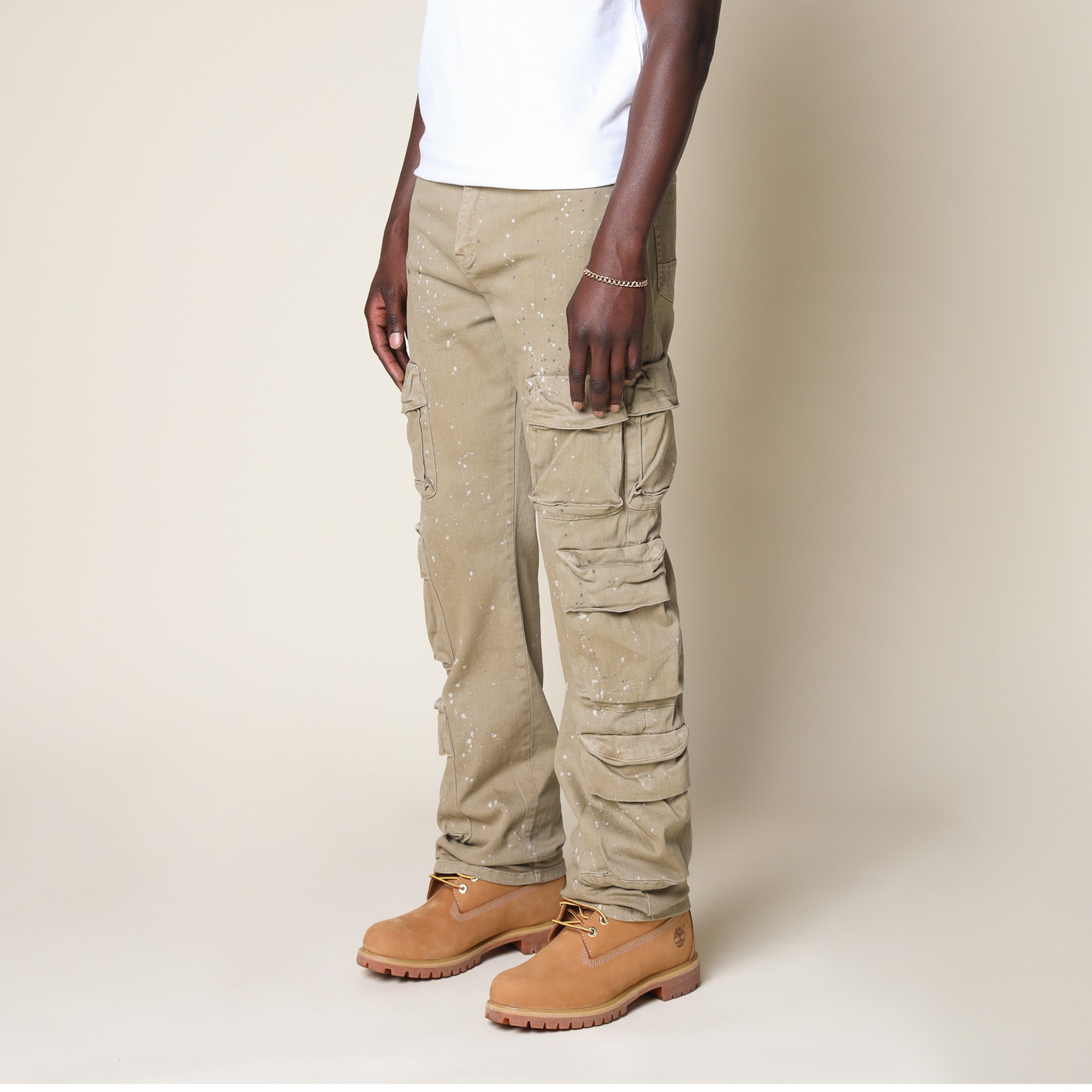 Retro Cargo Splattered Twill Pants - Cortado