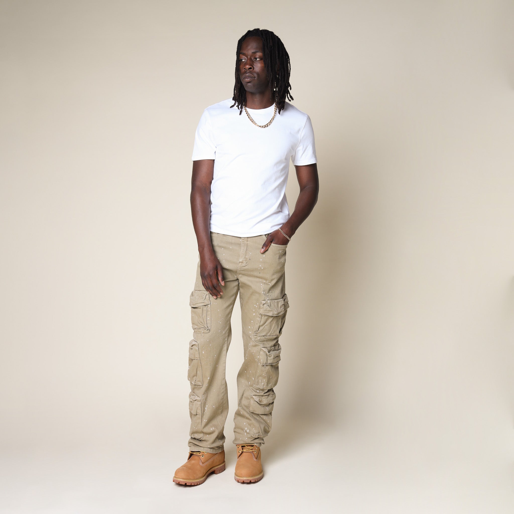 Retro Cargo Splattered Twill Pants - Cortado