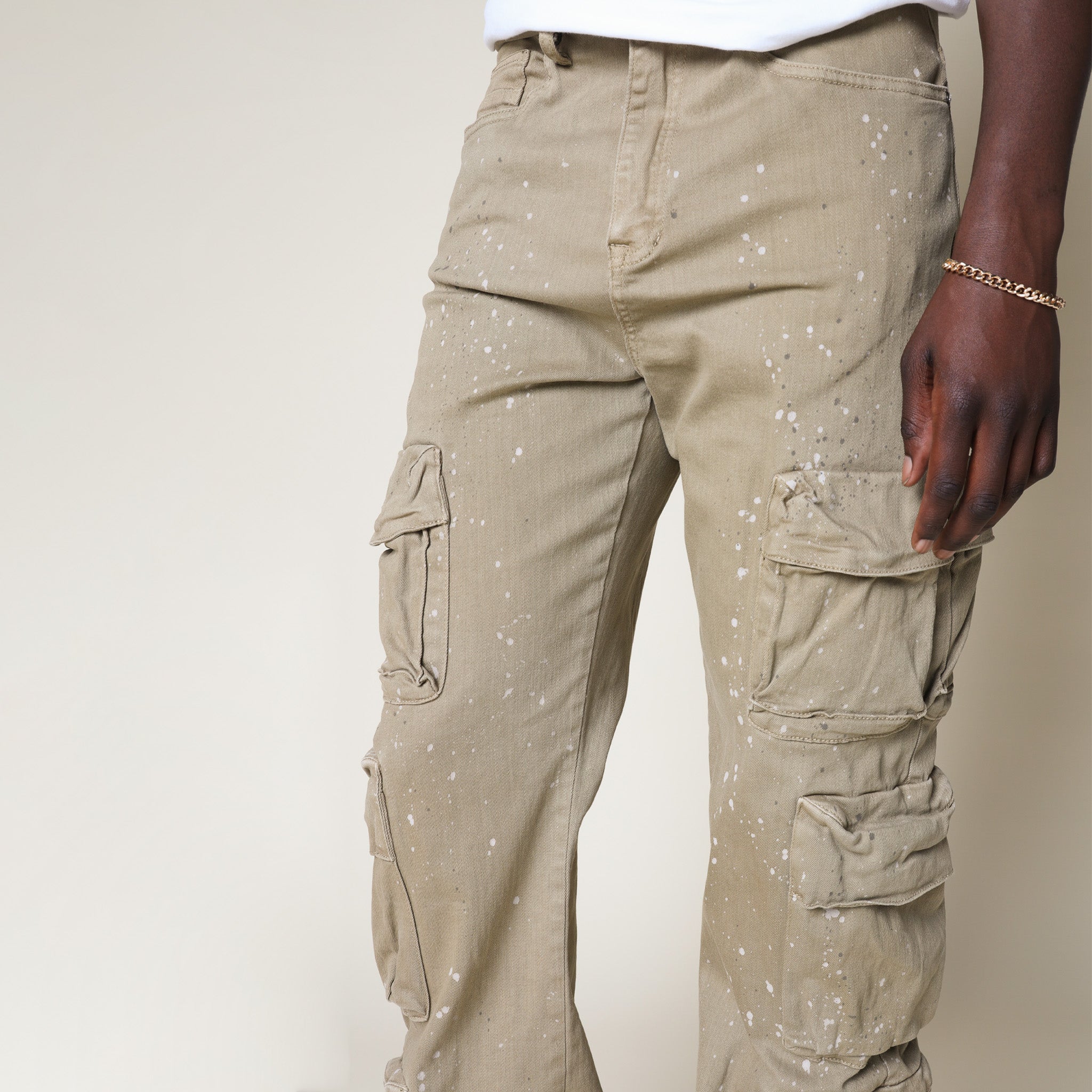 Retro Cargo Splattered Twill Pants - Cortado
