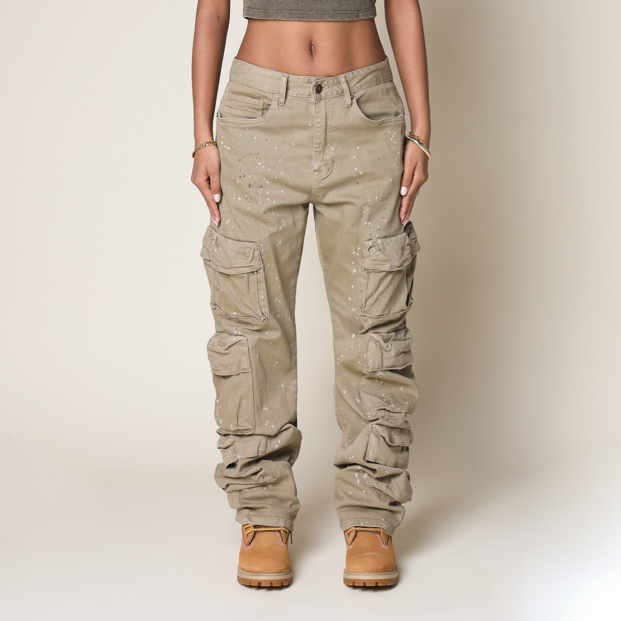 Retro Cargo Splattered Twill Pants - Cortado