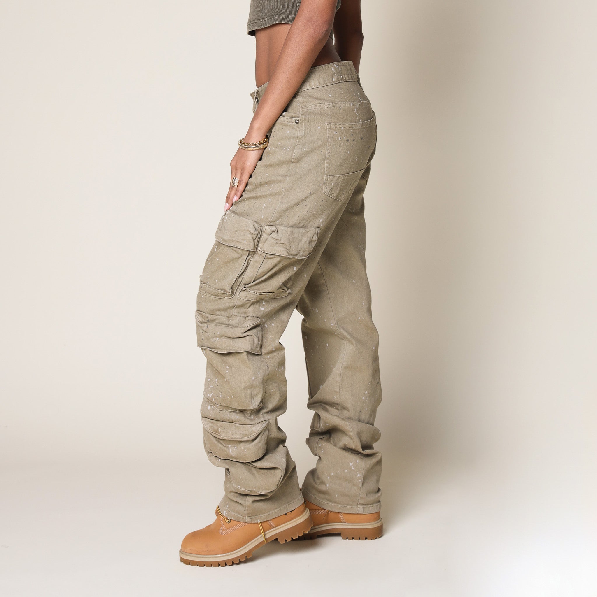 Retro Cargo Splattered Twill Pants - Cortado