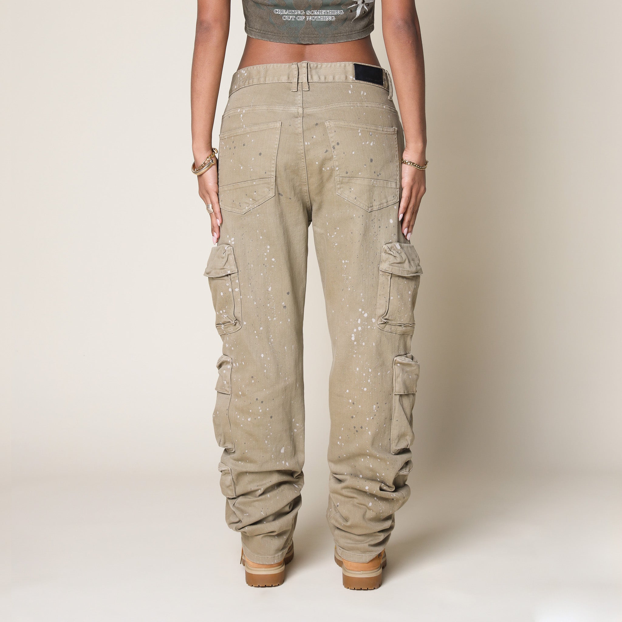 Retro Cargo Splattered Twill Pants - Cortado