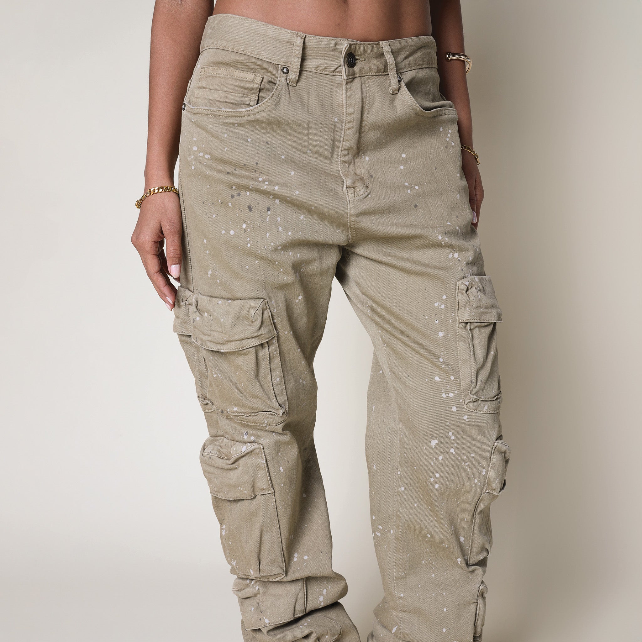 Retro Cargo Splattered Twill Pants - Cortado
