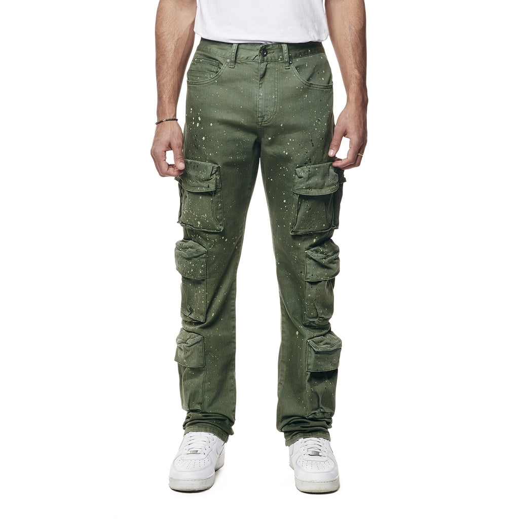 Smoke Rise Airbrushed & Heavy Splattered Twill Pants - Vintage Army