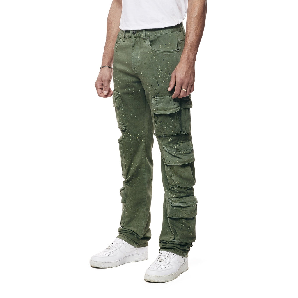Smoke Rise Airbrushed & Heavy Splattered Twill Pants - Vintage Army