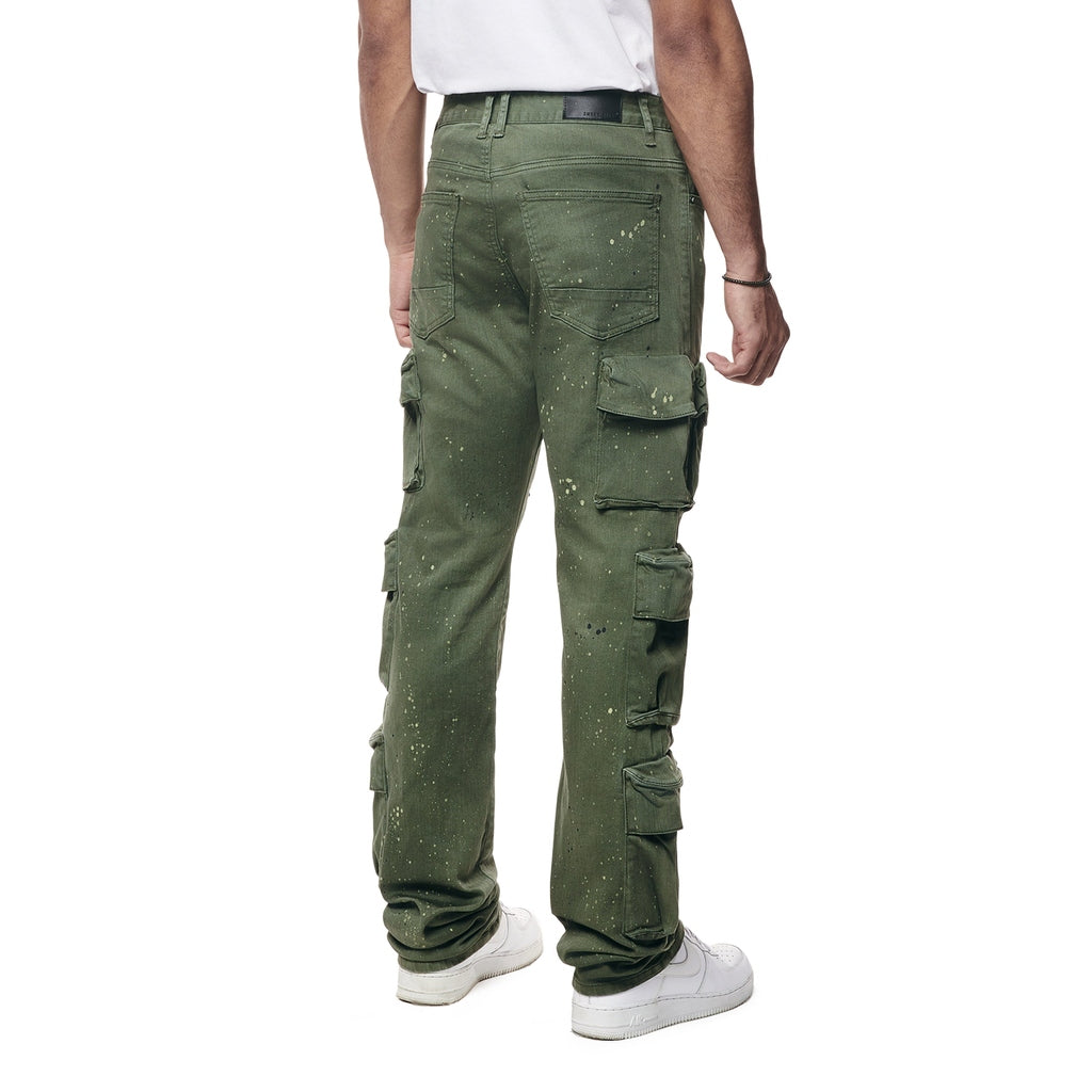 Smoke Rise Airbrushed & Heavy Splattered Twill Pants - Vintage Army