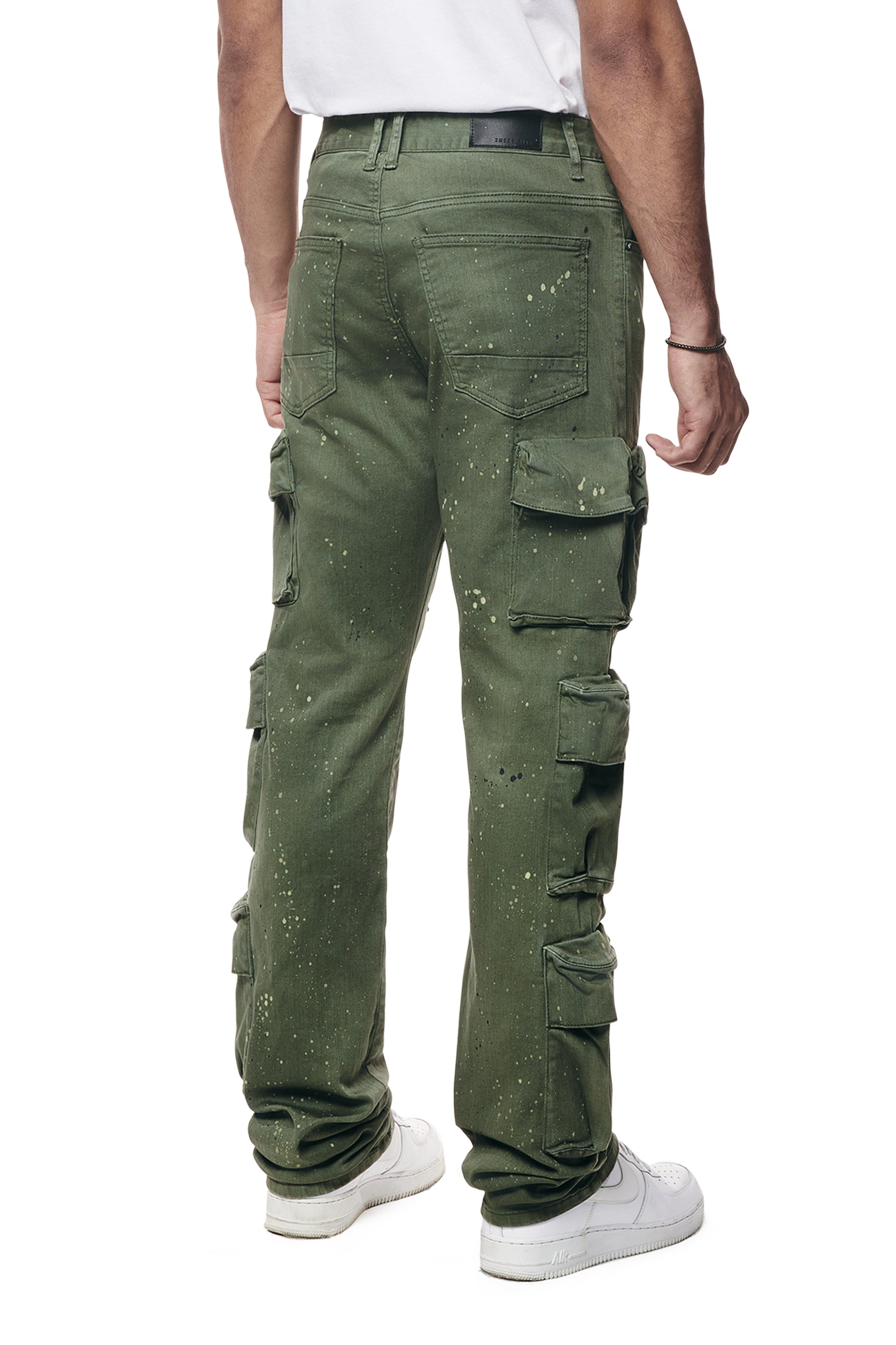 Airbrushed & Heavy Splattered Twill Pants - Vintage Army
