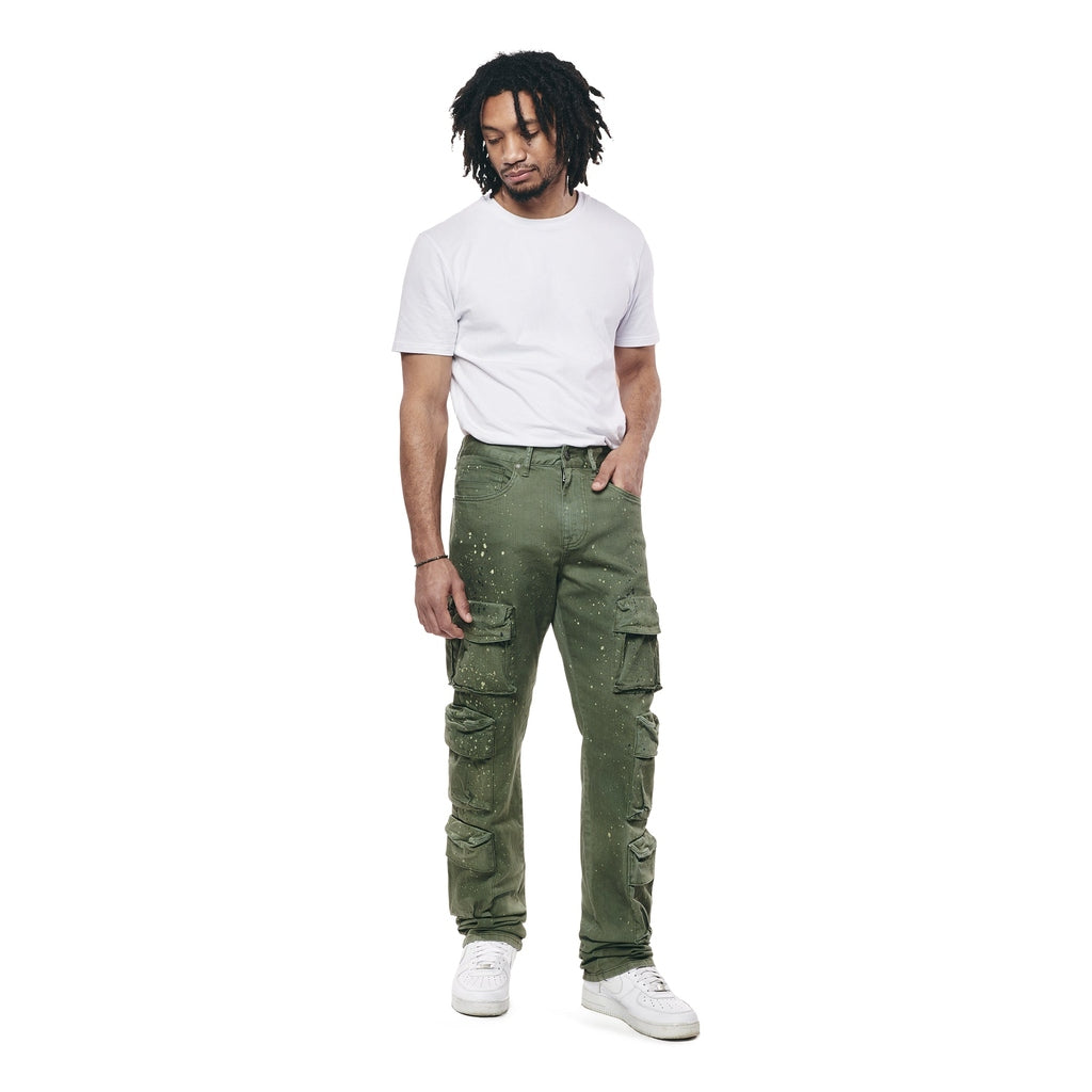 Smoke Rise Airbrushed & Heavy Splattered Twill Pants - Vintage Army