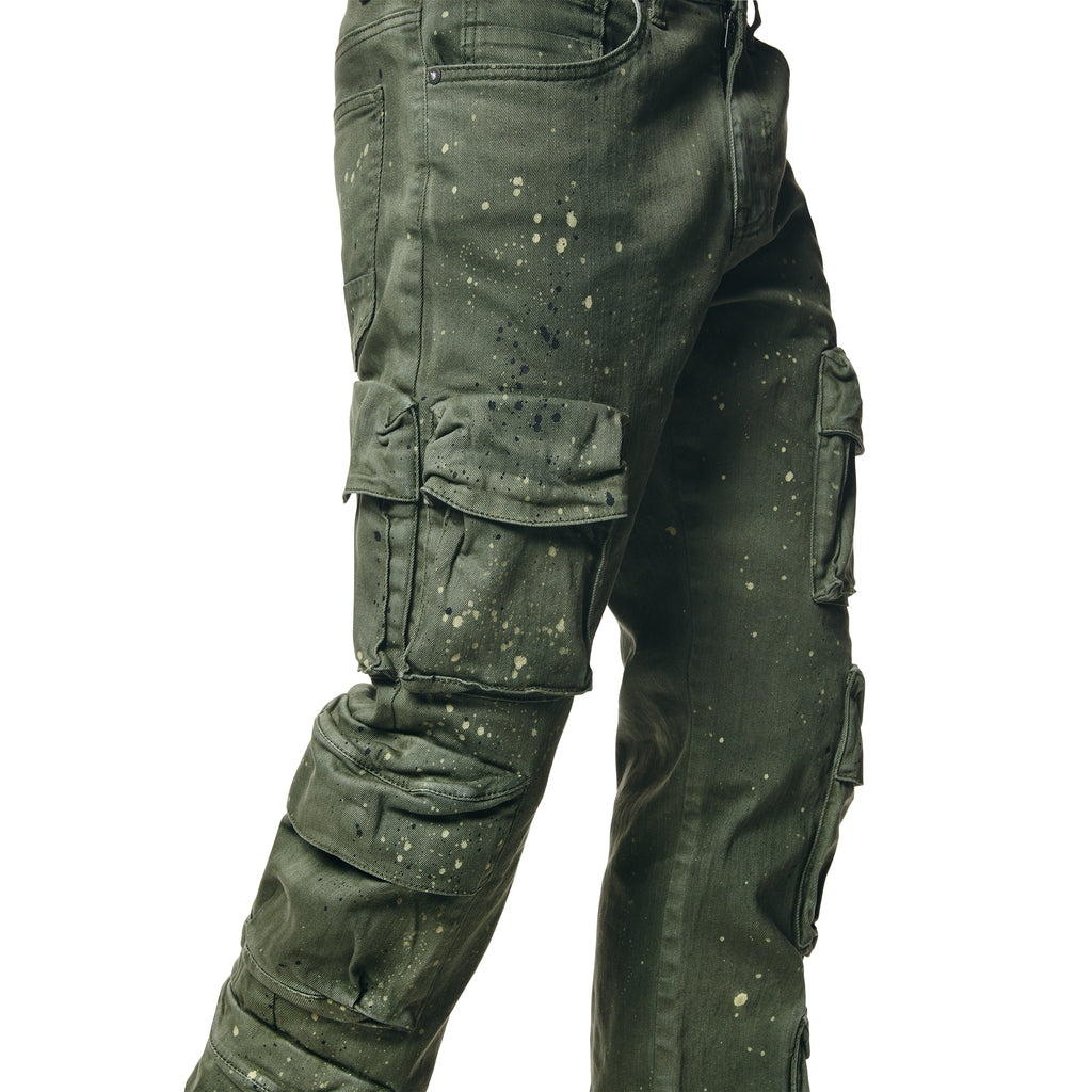 Smoke Rise Airbrushed & Heavy Splattered Twill Pants - Vintage Army