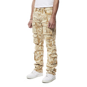 Smoke Rise Utility Multi Colored Cargo Straight Denim Jeans - Frappe