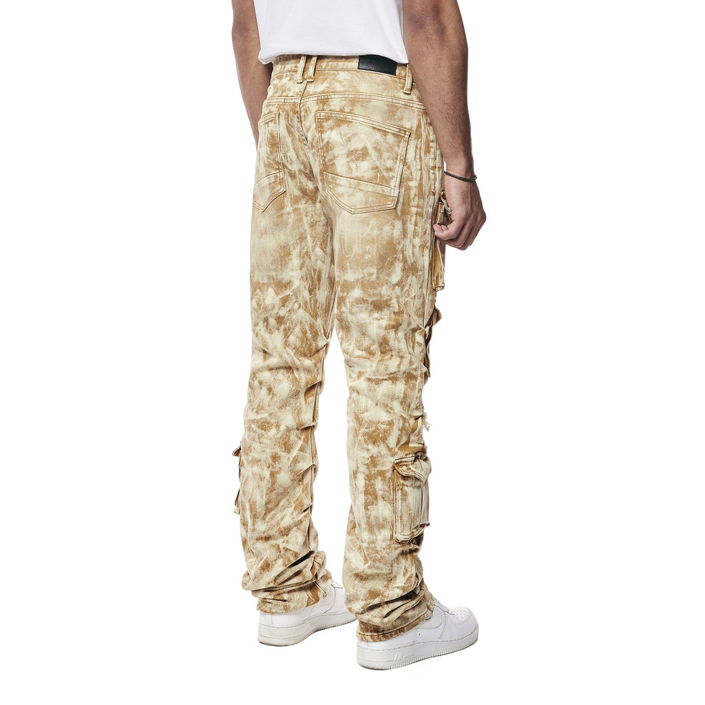 Smoke Rise Utility Multi Colored Cargo Straight Denim Jeans - Frappe