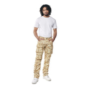 Smoke Rise Utility Multi Colored Cargo Straight Denim Jeans - Frappe