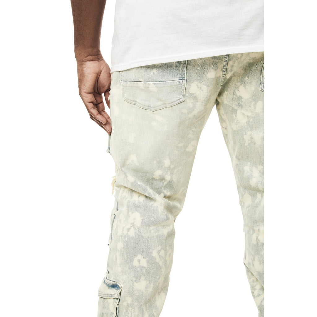 Smoke Rise Big and Tall Big and Tall - Utility Multi Colored Cargo Stacked Denim Jeans - Seafoam