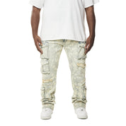 Smoke Rise Big and Tall Big and Tall - Utility Multi Colored Cargo Stacked Denim Jeans - Seafoam