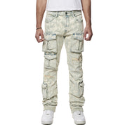 Smoke Rise Utility Multi Colored Cargo Straight Denim Jeans - Seafoam